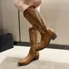 Women's Pionted Toe 931 Winter Kvinnliga skor Chunky Heel Mid Calf Riding for Women Fashion Ladies Cowboy Boots 230923