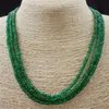 COLLANA NATURALE A 3 File DI PERLINE ABACUS SFACCETTATE VERDE SMERALDO 2X4mm17-19 257c