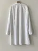 Blusas femininas plissadas gola mini robe único breasted asa bordado branco manga longa 2023 outono feminino vestido simples