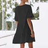 Abiti casual Abito estivo da donna Scollo a V Nero Mini con tasca Maxi per donna Lunghezza al ginocchio