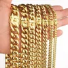 Joyería de acero inoxidable Chapado en oro de 18 quilates Collar de eslabones cubanos de Miami de alto pulido Cadena curvada 8 mm 10 mm 12 mm 14 mm 16 mm 18 mm282Q