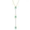Kedjor 2023 Högkvalitativ Fashion Green Crystal Strip Rhinestone Long Chain Necklace Dress Party Jewelry Wholesale