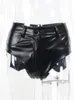 Women's Shorts 2023 PU Leather Women Fashion Irregular Cut Out Skinny Sexy Bottoms Streetwear Gothic Super Mini Baddie Clothes