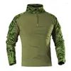 Giacche da uomo T-shirt da trekking tattiche da esterno Uomo Combattimento Esercito militare CP Camouflage Manica lunga Caccia Arrampicata Camicia Cotone Sport