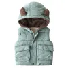 ウエストコートベビー服の男の子の女の子ソリッドフード付きベストコート12ヶ月から4年間の子供冬の子供暖かいジャケット