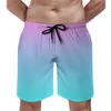 Herren-Shorts, Fitnessstudio, lila und grün, Glitzer-Aufdruck, lustiges Strand-Design, Surfen, schnell trocknende Badehose, Geschenk