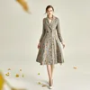 Women's Wool Blends High Quality Embroidery Elegant Gray Women Woolen Coat Autumn Winter Jacket Outerwear Vintage Mid-long Wool Coat S-2XL 230923