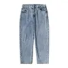 Jeans para hombres Pantalones de mezclilla azul claro Pantalones de calle Pantalones sueltos de ajuste recto Pierna ancha con cremallera de botón de tiro medio