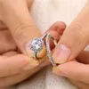 Moissanite Bizuteria kamień szlachetny Real 14 K Białe Złotne Pierścień dla kobiet solid 14K Anillos Dewedding Biżuter