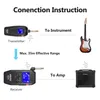 Receivers AROMA Guitar Wireless Audio Transmission System Transmitter Receiver 6.35mm Plug LCD Display Built-in Battery for Electric Guita 230922