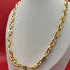 24 K Yellow REAL GOLD GF Puffed Mariner Link Chain Necklace 10mm 23 6 Lobster Clasp STAMP273e