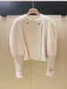 Womens o-neck solid color woolen fashion jacket short coat SMLXL