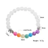 Perles Hommes Femmes Éléphant Charms 7 Chakra Bracelet Énergie Yoga Bouddha Perle Colorf Blanc Givré Mat Perles Bijoux 8 Mm Goutte Livrer Dhh6B