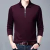 Męskie Polos Smart Casual Men's Solid Polo Shirt Spring Autumn Long Rękaw Zamek Farbus Business Fashion Lose Polos Tops Ubranie 230923