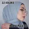 Scarves women fashion solid ridged hijabs scarf pleated islam shawl head wraps soft long muslim crimpled viscose plain hijab 230922