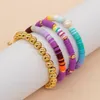 Bracelets à maillons bohème coloré perle d'argile douce plaqué or cuivre Pulsera femmes à la main amitié bijoux de mode Bracelet de perles naturelles