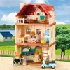 Dolls Simulation Kitchen Forest Family Small House Double Three Story Villa Reindeer Animal Model Girl Dollhouse Furniture Toy Gifts 230922