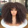 Cosplay Peruki kręcone peruki dla czarnych kobiet Afro Kinky Curly Peruka z grzywką sprężyste puszyste syntetyczne naturalne włosy Cosplay Party odporny na ciepło 230922