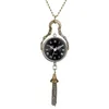 Antigo vintage mini bola de vidro bull eye design relógio de bolso quartzo analógico display relógios colar corrente para homens feminino gift232r
