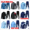 2023 Man Tracksuit City Haaland Half Zip Training Suit Men Kids 22 23 24 Nieuwe Sportswear Sportswear voetbaljongens Girls Survatment Foot Chandal Futbol Sweatshirt Tops