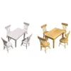 Dolls 5pcs set 1 12 Dollhouse Miniature Furniture Set Wooden Dining Table 4 Chairs Living Room Accessory 230922