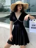 Women's Swimwear 2023 Swimsuit Women One-piece Skirt Increase Black Slimming Cover Belly Conservative Sexy Backless Dress Vestidos Swim