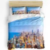 Ensembles de literie 3pcs / Set Chicago Nightscape Home Textile Housse de couette Taie d'oreiller Garçon Kid Teen Girl Couvre