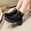 207 Women Winter Medium Heel Comfortable Ankle Ladies Boots Fashion Designer Shoes Solid Color Lace-up Chaussure Femme 230923 a