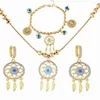 Ensemble collier et boucles d'oreilles pour femmes, classique, pendentif en filet de rêve doré, Bracelet bohème, bijoux de fête de mariage, vente en gros