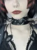 Chokers AltGoth Punk Gothic Heart Rivet Necklace Harajuku Streetwear Hiphop Cosplay Rock Choker Necklaces Y2k E-girl Emo Alt Pu Jewelry 230923