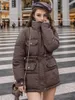 Women's Down Parkas 2023 Winter Cotton Jacket Women Stand Collar Parka Padded Female Solid Thick Warm Zipper Loose Coat Black White 230922