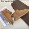 2023 Nya vinterstövlar Fur Ladies Snow Boot Real Sheepskin Wool Low-Cut Warm Fashion Brand Shoes Man Women Plysch Short Booties Super Ultra Mini Botas