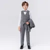 Suits Bebek Bebek Vaftiz Vaftiz Tuxedo Toddler Düğün Töreni Takım Takım Bebek Kış Resmi Beyefendi kıyafeti 5 PCS 221205