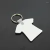 Whole 100pcs DIY MDF Double Blank T-shirt Key Chain Sublimation Wood Key Ring For Heat Press Transfer Jewlery Po Gift1313d