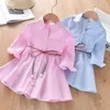 Girl's Dresses Casual Shirt Dress Simple Kids Dress High Waist Wide Hem Girls Lapel Loose Hem Dress 230923