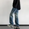 Jeans voor heren Retro gewassen gradiënt Heren losse elastische taille Rechte wijde pijpen broek Mode Verontruste streetwear S-5xl Cowboybroek