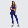 Conjuntos activos Camiseta sin mangas para deportes al aire libre para mujer Conjunto de traje de yoga sin costuras de dos piezas Sujetador y leggings de ejercicio sexy