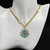 Colliers pendentif en strass en forme de fleur bleue chaîne en bronze antique collier de luxe créateur de marque de mode pour femme fille dames w213I