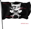 Andra evenemangsfestleveranser Pirate Cat Skull och Crossbone Flag 35 fot Singel Traveling Vivid and Fade Funny Polyester Banner 230923