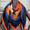 Szaliki 100% jedwabny szalik Twill Kobiet drukujący szal echarpe czterlard femme plac na hidżab bandanas bufandas mjer 130130 cm 230922