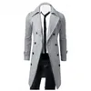 Men's Wool Blends Men Double Breasted Trench Coat Autumn Winter Wool Blend High Quality Fashion Casual Slim Fit Solid Color Male Coat Jacket 230923