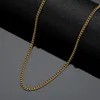 2.3/3mm temel kaldırım bağlantı zincirleri solmaz kolye diy 304 paslanmaz çelik 18k altın kaplama siyah gerdanlık kolyeler moda punk tasarım hip hop takı hediyeleri 18-24 inç