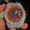 Novo moissanite relógios de prata diamantes relógio masculino movimento eta mecânico luxo completo iced out relógios com cronógrafo works265s