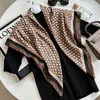 Halsdukar 2023 Khaki Elegant Design Beach Square Silk Scarf Satin Shawl Wraps Female Hijab Stoles Hair Echarpe headduf Bandana