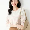 Pulls pour femmes Haute Qualité Mode Stripe Printemps Automne Femmes Tricoté Vêtements Pull Cachemire Laine O Cou Lâche Pull Grace Kintswear 230923