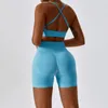 Active Set Women Compression Soft Lightweight Seamless Scrunch Fitness Shorts och BH Set Fall Running Bike Praining Yoga