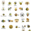 Autoaufkleber 50 Stück süße gelbe Biene inspirierende kleine Tier-Graffiti-Kinderspielzeug-Skateboard-Motorrad-Fahrrad-Aufkleber-Abziehbilder Drop D Dhdzd