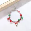 Charm Bracelets Handmade Christmas Braid Bracelet For Women Men Fashion Lucky Santa Claus Snowflakes Bells Pendant Rope Chain Party Jewelry