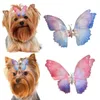 Vêtements de chien papillon épingle à cheveux mobile dégradé pince à cheveux animal de compagnie barrettes tridimensionnelles accessoires de perles 230923