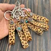 Sleutelhangers Boho Luipaardprint Tashanger Echt leer Reliëf Turquoise sleutelhanger Mode-sieraden